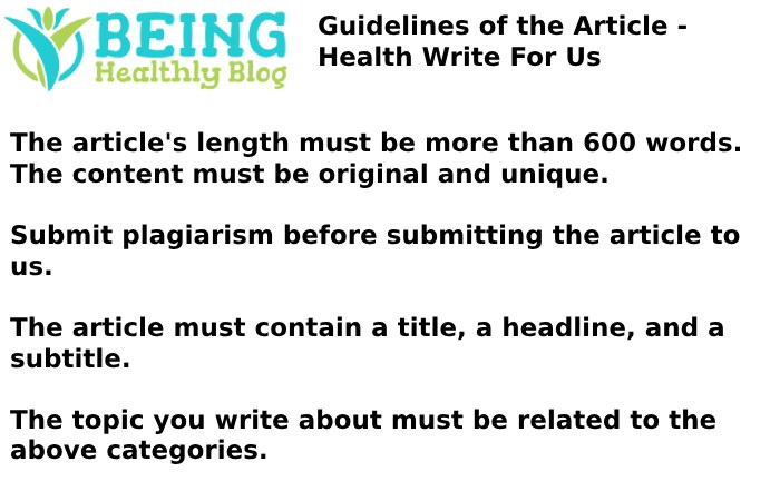 Guidelines of the Article - Health Write For Us
