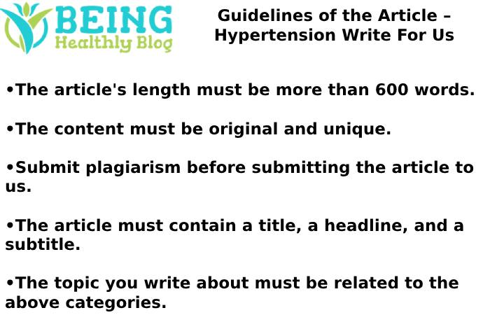 Guidelines of the Article – Hypertension Write For Us